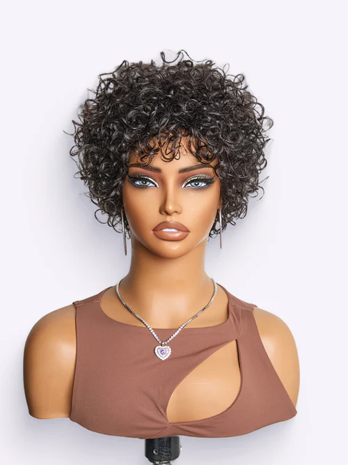 Beginner Friendly Throw On & Go Short Bouncy Curls with Bangs Glueless Wig 100% Human Hair1 Beginner Friendly Throw On Go Short Bouncy Curls With Bangs Glueless Wig 100 Human Hair1